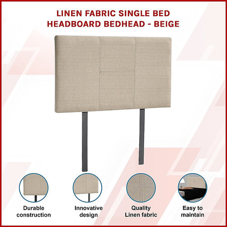 Jagungal Rectangular Bed Head, Beige Single