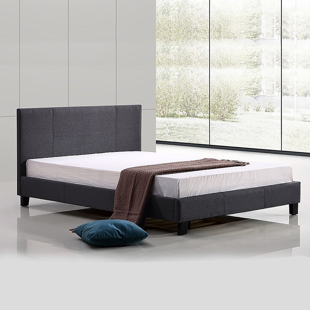 Palermo Grey Linen Queen Bed Frame