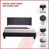 Palermo Grey Linen Queen Bed Frame