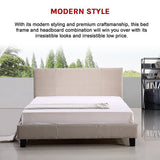 Palermo Queen Bed Frame in Beige Linen