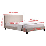 Palermo Queen Bed Frame in Beige Linen