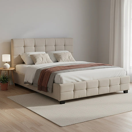 Positano Queen Deluxe Bed Frame, Beige