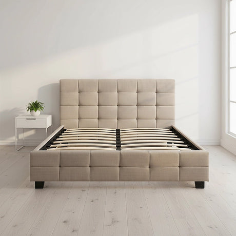 Positano Queen Deluxe Bed Frame, Beige