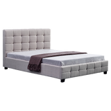 Palermo Beige Linen Queen Bed Frame