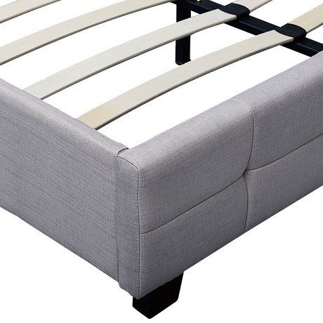 Palermo Beige Linen Queen Bed Frame