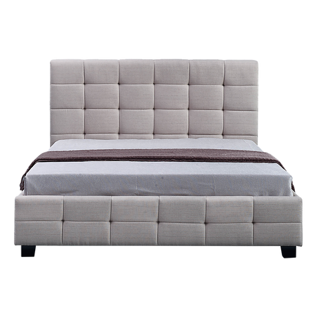Palermo Beige Linen Queen Bed Frame