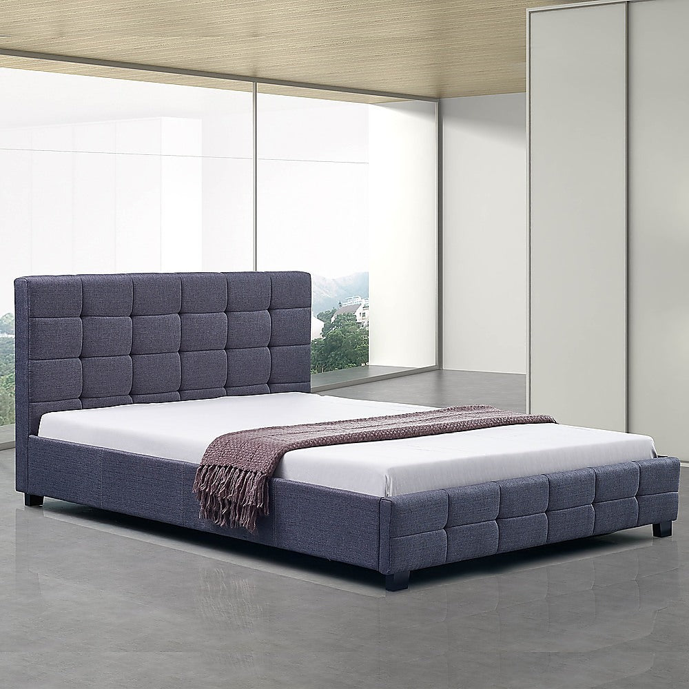 Palermo Grey Linen Queen Bed Frame