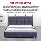 Palermo Grey Linen Queen Bed Frame