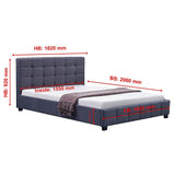 Palermo Grey Linen Queen Bed Frame