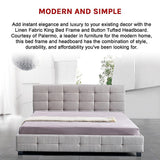 Linen Fabric King Deluxe Bed Frame Beige