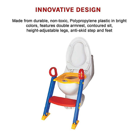 Toddler using kids toilet training ladder