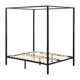 Allure four poster double bed frame in black powder-coated steel — full view — Allure Home Collections