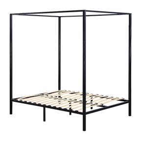Petersham four poster double bed frame in black powder coated steel