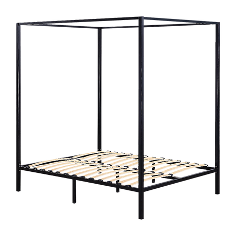 Allure four poster double bed frame in black powder-coated steel — full view — Allure Home Collections