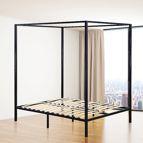 Allure four poster double bed frame canopy corner and frame close-up — Allure Home Collections