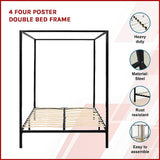 Allure four poster double bed frame side profile showing full height — Allure Home Collections
