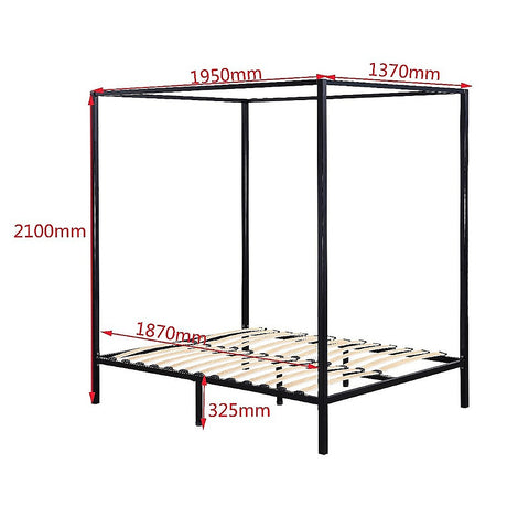 Allure four poster double bed frame showing 15 wooden slats and 300kg capacity — Allure Home Collections