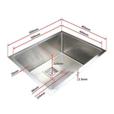 Handmade stainless steel kitchen sink 550x455mm