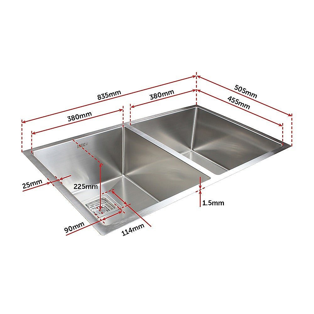 Handmade stainless steel kitchen sink 835x505mm