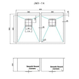 Handmade stainless steel kitchen sink 835x505mm
