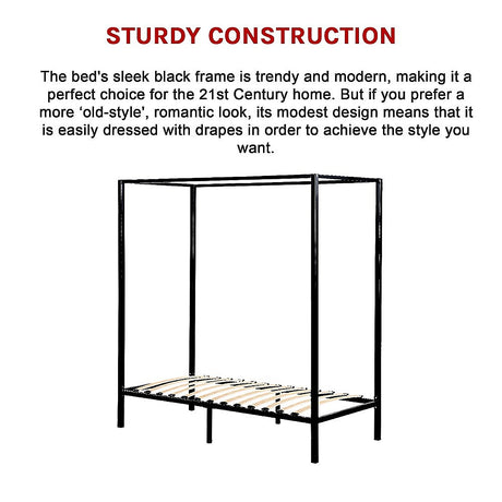 4 Four Poster Single Bed Frame