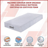 Pocket spring hybrid mattress, 20cm king single