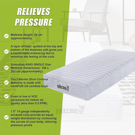 Pocket spring hybrid mattress, 20cm king single