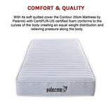 Palermo Contour 20cm Encased Coil Mattress — CertiPUR-US Certified Foam — Allure Home Collections