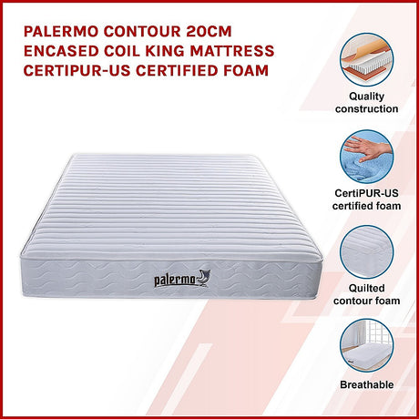 Encased coil hybrid pocket spring mattress, 20cm king