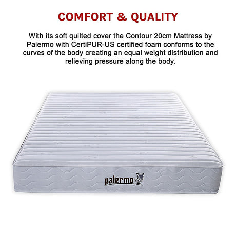 Palermo Contour 20cm Encased Coil Mattress — CertiPUR-US Certified Foam — Allure Home Collections