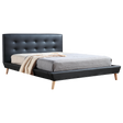 Hurstville queen bed in black PU leather with a button tufted headboard in an elegant master bedroom