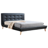 Palermo Black PU Leather Queen Bed Frame