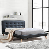Palermo Black PU Leather Queen Bed Frame
