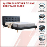 Palermo Black PU Leather Queen Bed Frame