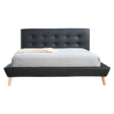 Palermo Black PU Leather Queen Bed Frame