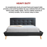 Palermo Black PU Leather Queen Bed Frame