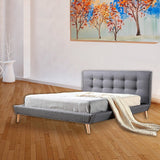 Double Linen Fabric Deluxe Bed Frame Grey
