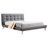 Amalfi Grey Queen bed frame in a modern bedroom