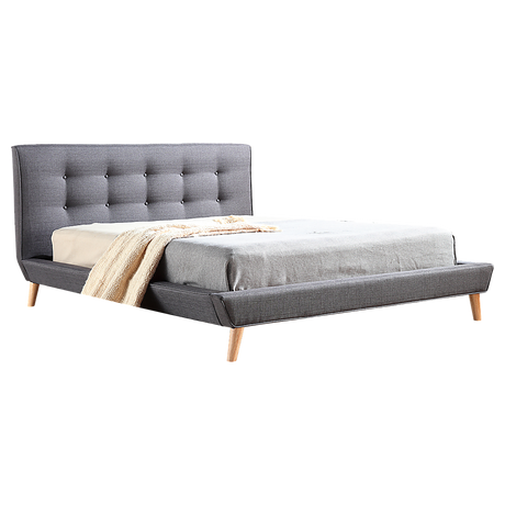 Amalfi Grey Queen bed frame in a modern bedroom