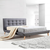 Palermo Grey Linen Fabric Deluxe Bed Frame