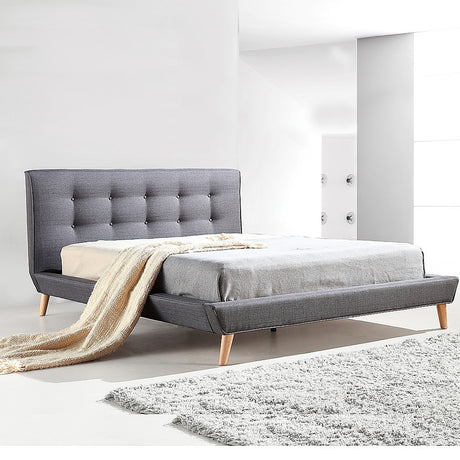 Palermo Grey Linen Fabric Deluxe Bed Frame