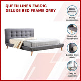 Palermo Grey Linen Fabric Deluxe Bed Frame