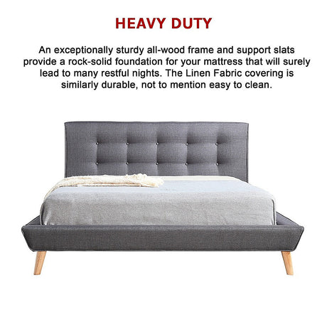 Palermo Grey Linen Fabric Deluxe Bed Frame