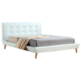 Palermo White PU Leather Deluxe Bed Frame