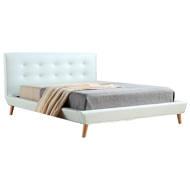 Palermo White PU Leather Deluxe Bed Frame