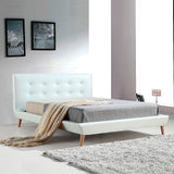 Palermo White PU Leather Deluxe Bed Frame