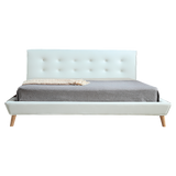 King PU Leather Deluxe Bed Frame White