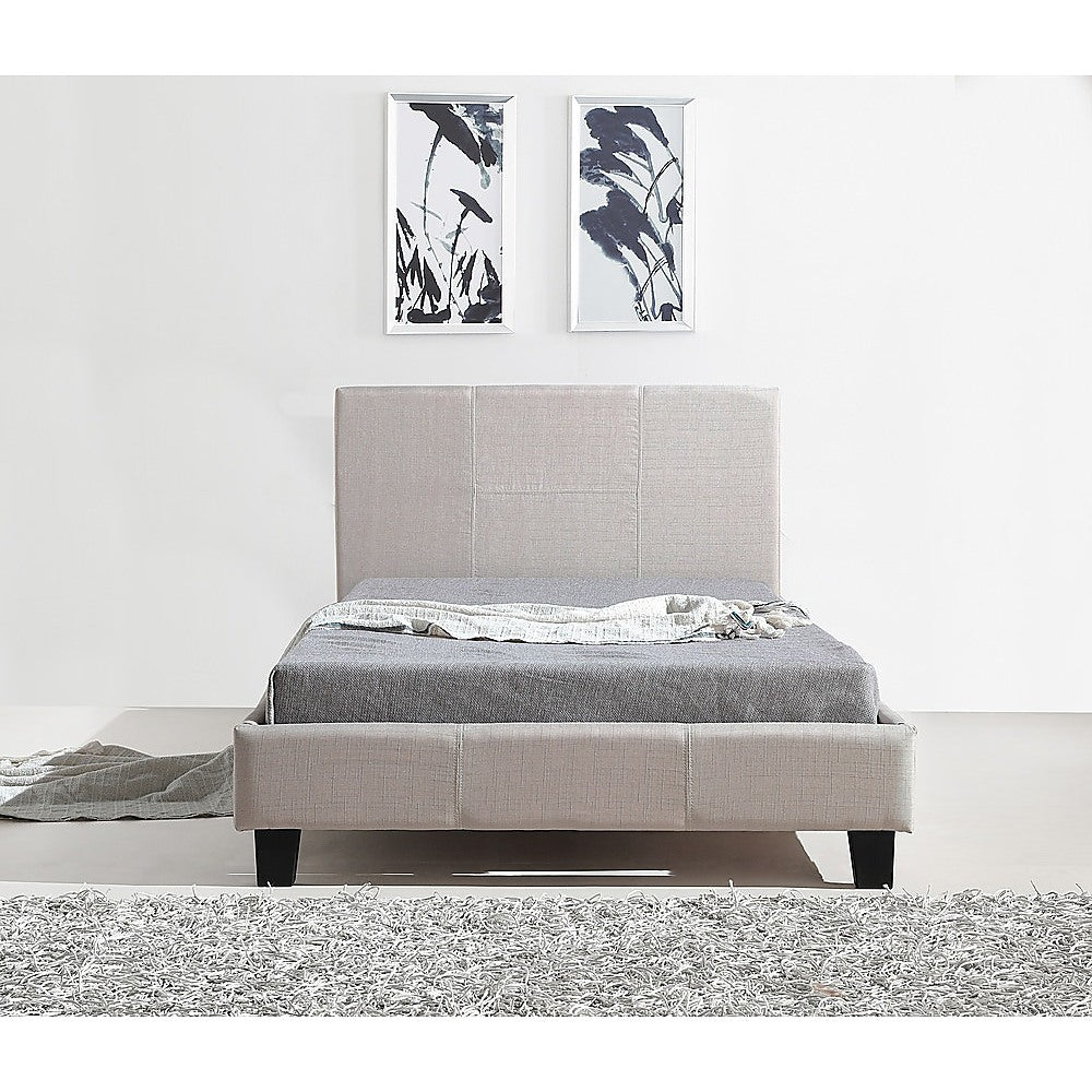 King Single Linen Fabric Bed Frame Beige