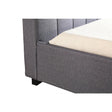 Concord king single bed in grey linen with a padded headboard in a modern bedroom