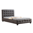 Hurstville king single bed in rich brown PU leather with a padded headboard in a stylish bedroom